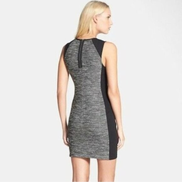 Eileen Fisher Grey Tweed Contrast Panel Sleeveless Mini Sheath Dress size M - Picture 3 of 10